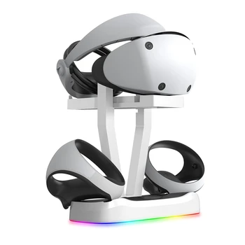 JYS за зарядно устройство PS VR2, док-станция за зареждане на геймпада, шкафове за съхранение на очила за виртуална реалност с RGB подсветка, док-станция за зареждане