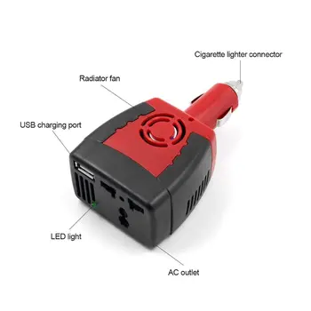 Инвертор мощност 150 W от dc 12 v до променлив ток 220 v, адаптер напрежение в автомобилната контакт с USB порта за зареждане на 0,5 И