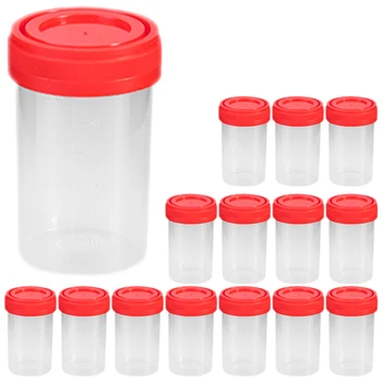 15шт Чашки за урина Контейнери за тестване на съдовете за съхранение на проби от урината на Херметични Пластмасови чашки за проби урина Банки за проби урина