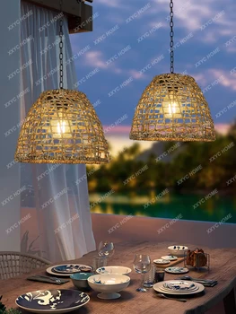 Китайската тераса-Градина имитация на ратан Окачен лампа от ратан Подвесное дърво Палата външно украса