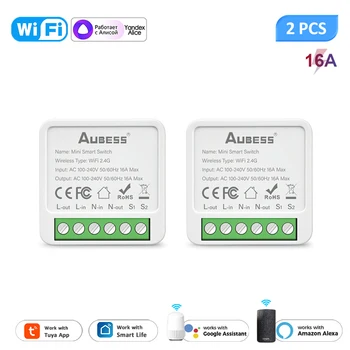 Интелигентен ключ MINI Wifi 16A, с подкрепата на таймер с двустранно управление на безжични ключове за автоматизация на умен дом работят с Hristo Алекса Google Home