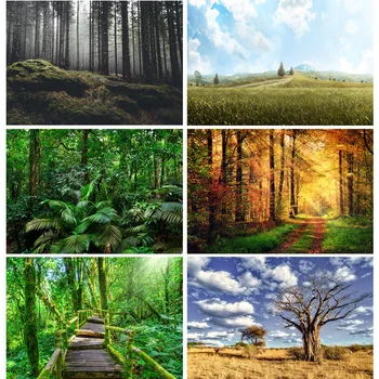 Тропически гори, Зелени дървета, листата на растенията, Винил фонове, за снимки, Подпори, природни пейзажи, на фона на фото студио 21901REL-01