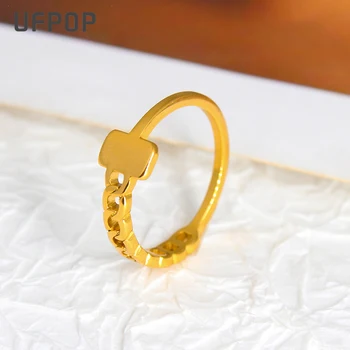 Кръгло неправилна форма прост пръстен от неръждаема стомана, годежен пръстен с маслинова клон, покрит с 18 карата злато, модни бижута, женски пръстен