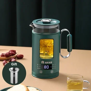 Мини електрическа кана, преносими уреди за здраве, Мултифункционален чайник за чай с филтър, чаша за здравето от неръждаема стомана, стъкло бойлер за топла вода