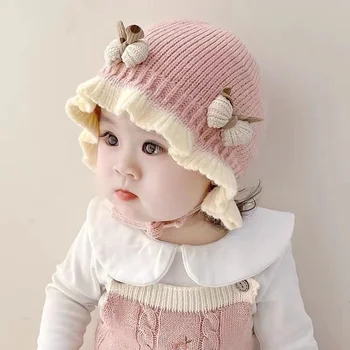 Лейси детска вязаная шапчица за момичета, момчета, деца, сладки бебешки шапки, тюрбан за новородено, обикновена шапки, подпори за детски снимки
