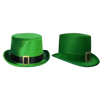 Аксесоари за костюм ST.s Top Hat, фетровая шапка, зелен цилиндър под формата на лепрекона на 