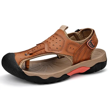 Мъжки сандали, обувки от естествена кожа за мъже, Лято 2023, Модерен мъжки Меки удобни сандали, Модерни маратонки, пързалки голям размер
