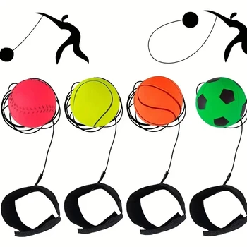 Футболна топка син цвят с въже 1бр - добра играчка топка за ръчно хвърляне за спортни дейности за свободното време!