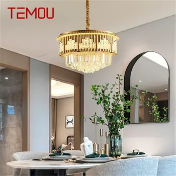 Златен полилей TEMOU, осветителни тела, Окачен луксозен, лампа, домашен декоративен led в постмодерния стил за дневната, трапезарията