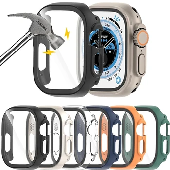 Стъкло + Калъф за Apple Watch Ultra 2 49 мм Калъф за Умни Часа Протектор на Екрана Броня Закалени Защитен Калъф за iwatch Ultra 49 мм