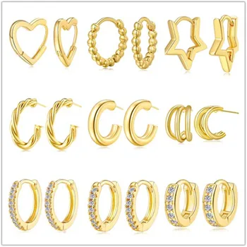 CANPEL Модерни Геометрични twisted дебели обеци-халки златен цвят, големи кръгли обеци-халки за мъже, бижута в стил пънк и Хип-хоп