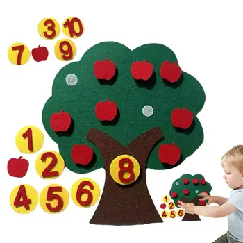 Комплект от филц под формата на ябълков дърво, математически игри за класната стая е игра за сметки в детската градина Монтесори, забавни занимания за предучилищна, детски играчки за подаръци за рожден ден