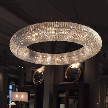 Луксозен кристален полилей за всекидневната с кольцевым led ринг, модерен хотелски инженеринг декоративна лампа Nordic Simple Lamp