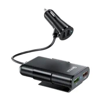 Зарядно за кола USB с 4 порта, бързо зареждане на QC3.0, удлинительный кабел с дължина 5,6 фута за мобилен телефон iPhone, рекордер за шофиране, бързо зареждане
