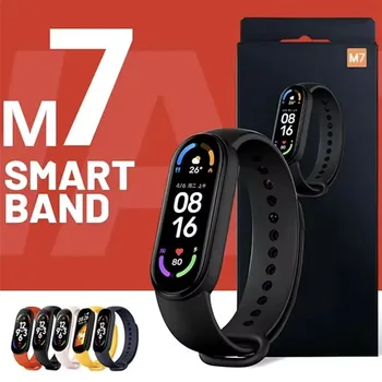 Смарт часовници M7 за мъже и жени, смарт гривна, умни часовници с сърдечния ритъм, фитнес тракер, спортен смарт гривна с измерване на кръвното налягане за Band 7