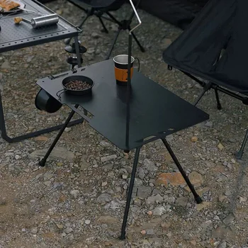 Сгъваема алуминиева маса за къмпинг Маса от сплав с чанта за носене, Лесен Уличен маса за пикник, Почерневший Тактически маса, Новост