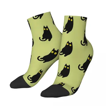 Кавайные Черни Котешки Чорапи за Хелоуин, мъжки Дамски Есенни Чорапи, Полиестер