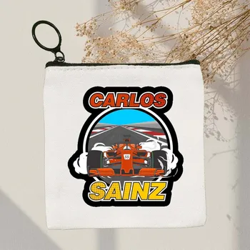 Портфейл за монети Carlos Sainz 55 F1 Formula Racer, просто чантата с цип, холщовая чанта за ключове, Малък джоб за пари, скъпа детска мини чанта