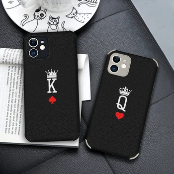 Поп Кралицата Короната Двойка Любовник калъф за Apple iphone 13 12 11 14 Pro MAX MiNi 7 8 plus SE2020 X XR XS Сладък кожен Калъф за покер