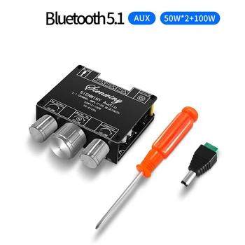 RISE-YS-E100L 2.1-канална такса усилвател Bluetooth 50Wx2 (от ляво на десния канал) + 100 W (събуфер) Модул аудиоусилителя DC9-24V