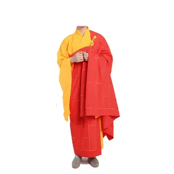 Червен будистки халат Кеса, рокля Шаолиньского монах, костюм Кунг-фу, униформи за медитация, костюми