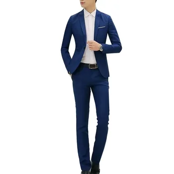 Комплект дълги тесни панталони с ревера 1 2 елемента/ мъжки панталони с ревера за срещи, сватби, цветен блейзър, модни копчета, монофонични офис мъжки костюм с ръкави, облекло