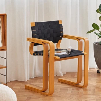 Дизайнерски стол за хранене средата на века Accent Nordic с подлакътник от масивно дърво, кухненски офис слушалки, лесен бюро Sedie Furniture WKDC