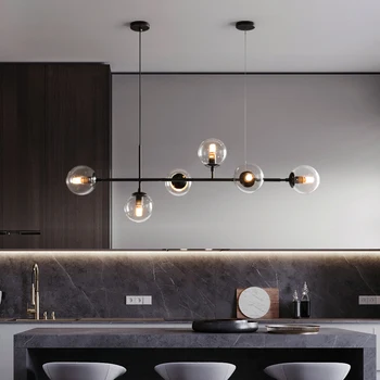 Висящи лампи в скандинавски стил със стъклени шариковыми нюанси E27 за масички, трапезария, кухня, подвесного осветление, полилеи за дома, осветителни тела