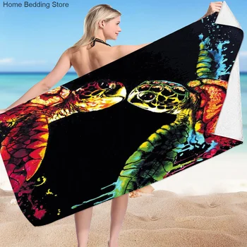 Плажна кърпа с морски животни, Индивидуални хавлиени кърпи от микрофибър за възрастни, Пясъчна възглавница с осьминогом, бързо съхнещи Летни спортни кърпи за гмуркане