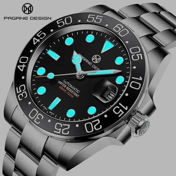 Дизайн на PAGANE, механизъм NH35, механични ръчни часовници, 40-миллиметровое сапфирен кристал, ежедневни модни 100-метрови водоустойчиви часовници за гмуркане за мъже