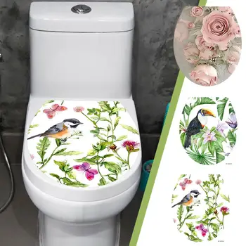 Стикер на тоалетна във формата на цвете от листата на растенията, PVC, Водоустойчив Самозалепващи етикети на врати, Орнаменти във формата на цветя, на Прозореца на банята, стените на стаята Gla R3I1