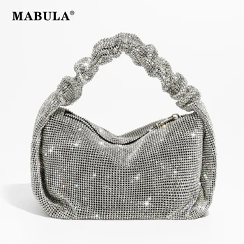 Дамски вечерна чанта MABULA Mini Bling с рюшами, Сверкающая пайети, Луксозно Обзаведен дамски сватбената чанта за парти 2023