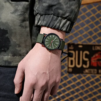 Мъжки луксозни кварцов часовник Army Soldier Военни часовници Прости мъжки спортни часовници с брезентовым каишка Военни часовници Anlog