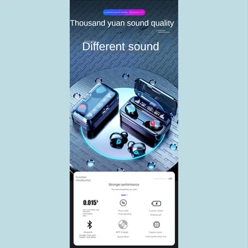 S10Pro TWS Bluetooth Слушалка Bluetooth 5.2 Двустранен Стереосенсорная Слушалки с Цифров Дисплей 2200 МА кабел за зареждане Блок Черен