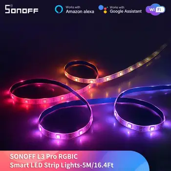 SONOFF L3 Pro Smart LED Light Strip 5M Dimmable RGBIC Strip Светлини APP Дистанционно управление чрез eWeLink Алекса Google Smart Home