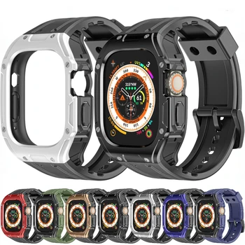 Вграден каишка от TPU за Apple Watch ultra 49mm Modification Комплект Гривна + Защитен Калъф iWatch Серията Ultra 49mm Аксесоари