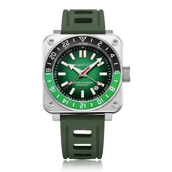 Часовници Aquatico Steel Man GMT (зелен циферблат със зелен и черен безелем)