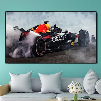 Състезателни плакат на Гран при от Формула 1 Red Racing Team с принтом състезателен автомобил Ферстаппена, живопис върху платно, Пит-стоп суперавтомобил, стенен интериор на стаята