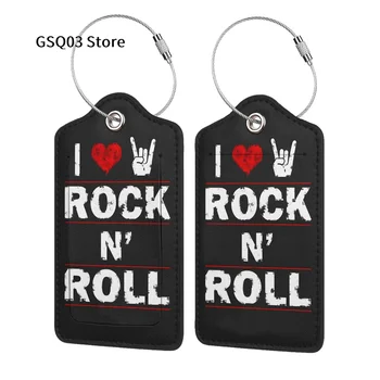 I Love Rock Roll багажни етикети за куфари Абстрактна Кожени панти от неръждаема стомана, етикет за мъже, дамска чанта, куфар
