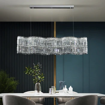 Окачен лампа от вълнисто кристал за декорация трапезария, луксозен кухненски остров, окачена лампа с модерен дизайн, led осветление.