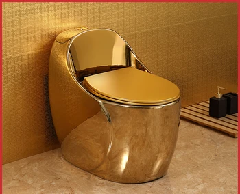 Персонални творчески златна тоалетна чиния с формата на яйце Тоалетна чиния с формата на яйце В европейски стил, позлатени тоалетна чиния, Цвят тоалетна Луксозно злато