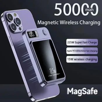 Преносим магнитен батерия Macsafe капацитет 50000mAh, бързо безжично зарядно за iphone 12 13 14 Pro Max, външен допълнителен акумулаторен блок