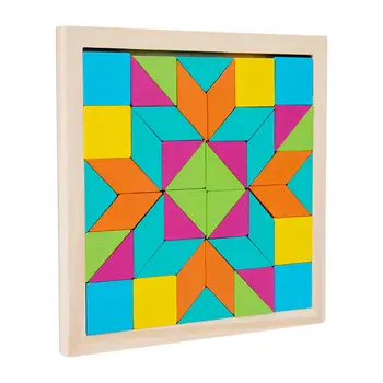 Комплект дървени блокове с модел, колекция от пъзели във формата на танграма, блокове геометрични форми, блокчета с цифри за момчета и момичета 4-8 години