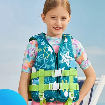 Преносим Нов детски неопреновый спасителна жилетка, летен спасителна жилетка, за плаж, гмуркане, плаващ лихвен яке за начинаещи, 7-10 години