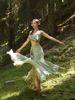 Традиционен китайски танц костюм за жени, класическа рокля танцьорка