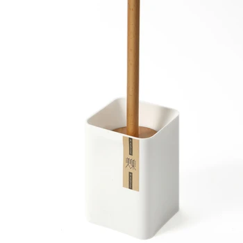 Домакински Пластмасова Кръгла комплект за почистване на баня, четка и държач за тоалетна С дървена дръжка
