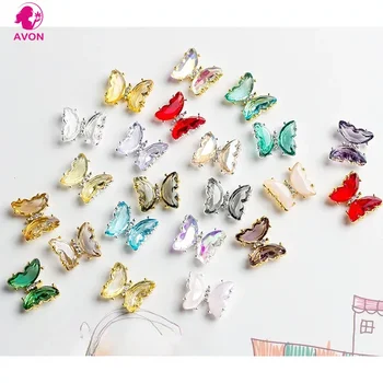 5 бр. Блестящи кристални кристали за нокти във формата на пеперуди, дизайнерски окачване за нокти, декорации за луксозен нийл арт, 3D аксесоари