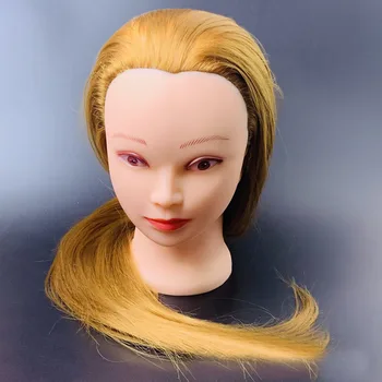 Златната глава на кукла-манекен с дължина 60 cm за прически от высокотемпературного влакна, тъкани на ръка Тренировочная корона за практически прически