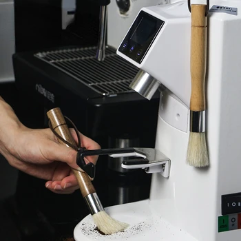 Четка за почистване на кафе машини, Вытирающая прах, четка за еспресо, аксесоари за домашен бариста, кухненски инструмент, дървена дръжка и естествени материали