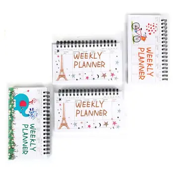 Cartoony график седмично планиране, Книга за отчетите, Дневник, таблица планиране, студентски portable notepad с панти капак